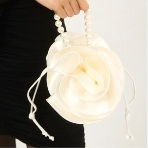 DISO Magda Butrym Medium Pearl Bag In Cream Satin